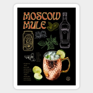 Moscow Mule Cocktail Recipe Vintage Chalkboard Bar Art Magnet